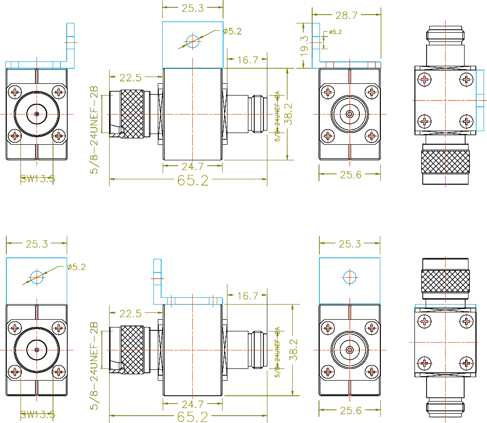 天馈防雷器OMS-NFM 10-700MHz DC Block 20ka装配图(1)