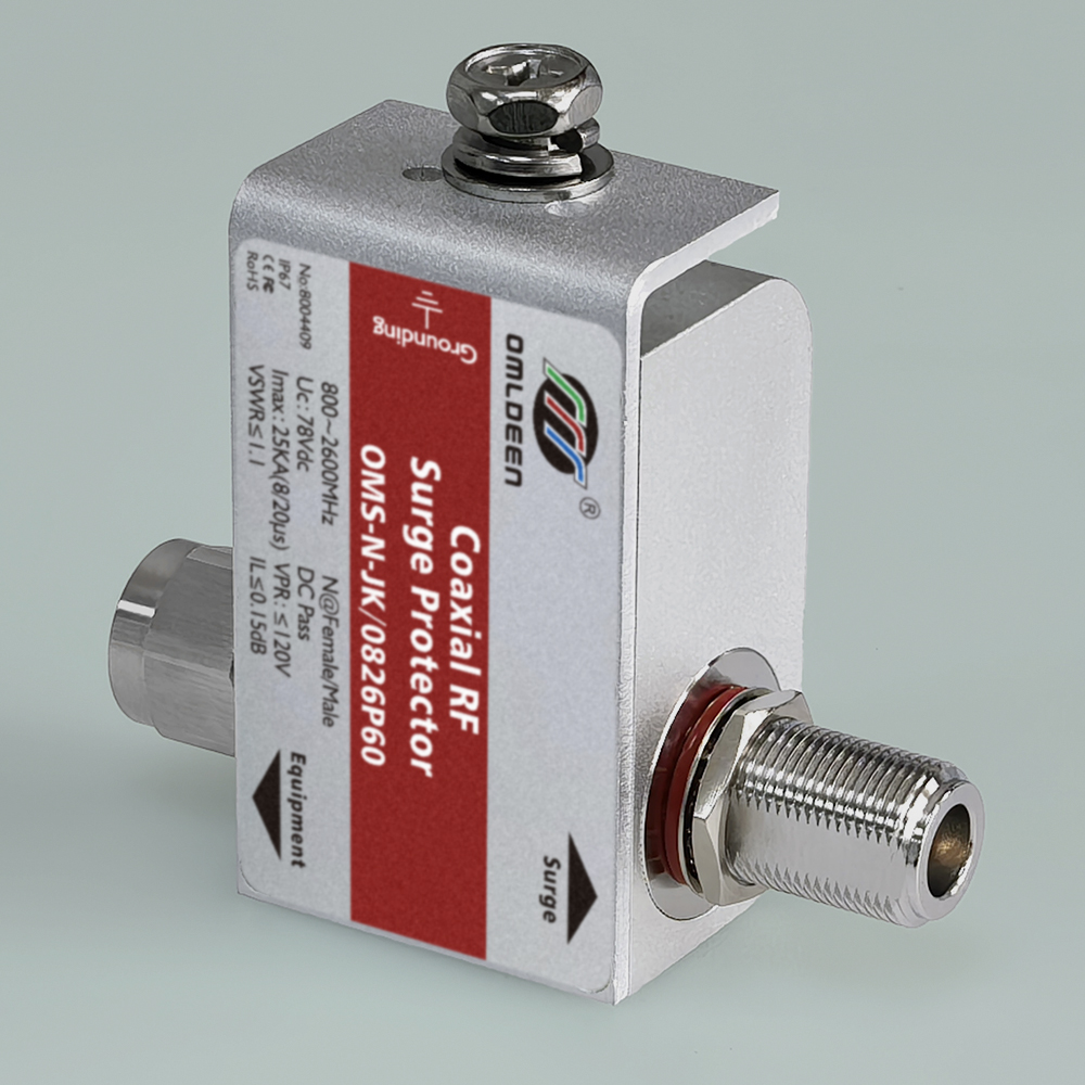 OMS-N-JK/0826P60,800-2600MHz,DC Pass,60V,GPS天线防雷器,天馈浪涌保护器(天馈线防雷器、基站天线避雷器)，偏置馈电型