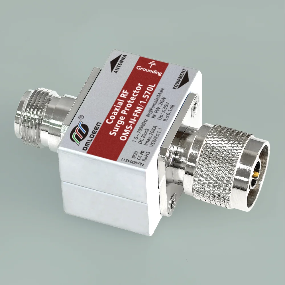 OMS-NFM/1.570L,1.5~700MHz, DC Block,20KA,天馈线防雷器,天馈浪涌保护器,基站天线避雷器,用于HF/UHF/VHF天线或接收机
