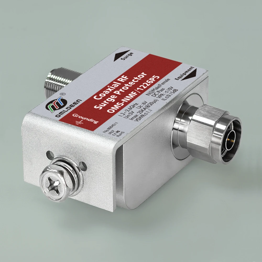 OMS-NMF/1226P5,1.2-2.6GHz,DC Pass,5V,GPS天线防雷器,天馈浪涌保护器(天馈线防雷器、基站天线避雷器)，偏置馈电型
